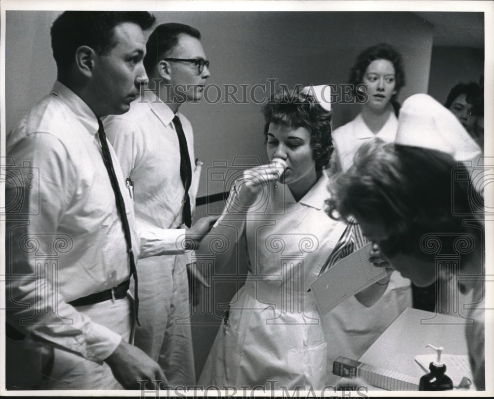 1951 Press Photo Dr James F Jones Immunizing Nurses at Harrisburg Hospital - Historic Images