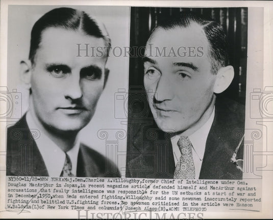 1950 Press Photo Two newsmen Hanson W. Baldwin of New York Times & Joseph Alsop. - Historic Images