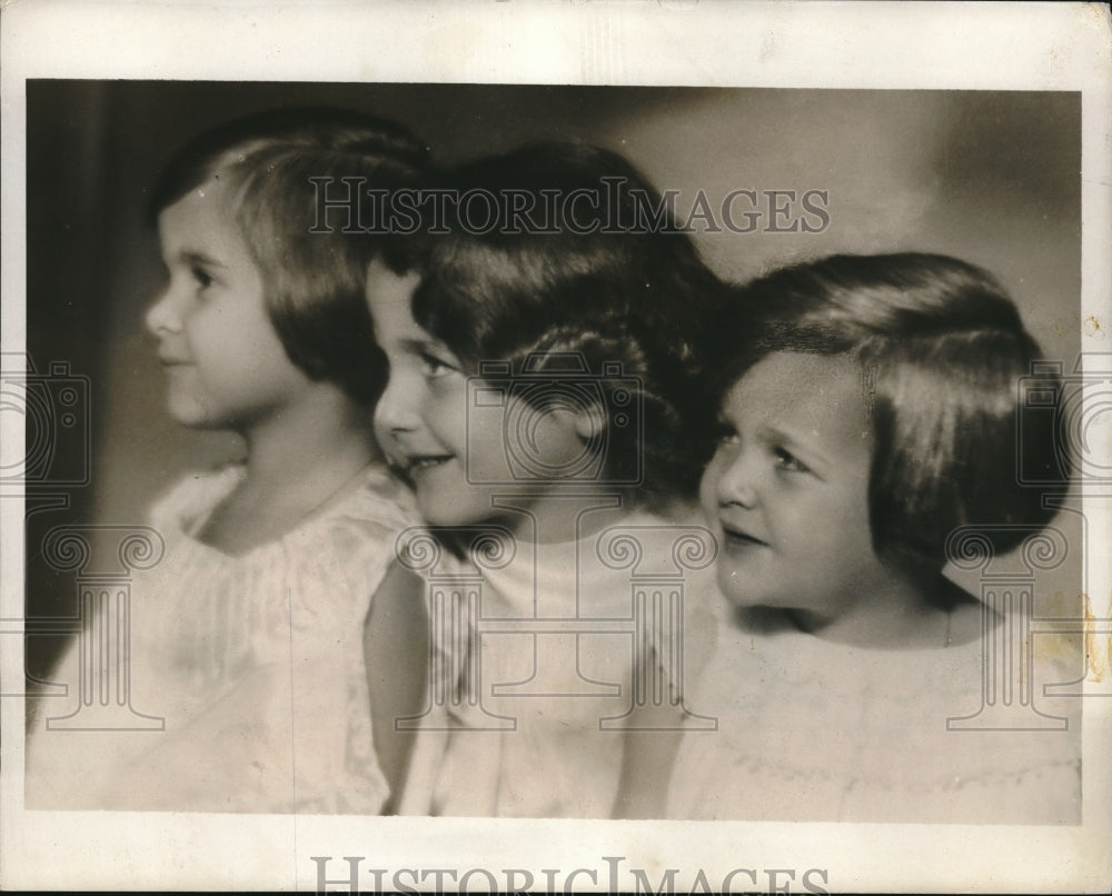 1932 Press Photo Hungarian Children Mary, Margot, &amp; Jean Menzies - Historic Images