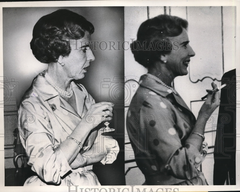 1961 Press Photo Denmark&#39;s Queen Ingrid Has a Drink and Smoke a Cigarette - Historic Images