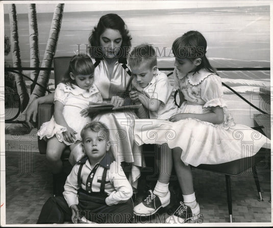 1956 Press Photo Rebecca Jean, Jimmy, Shirley Ann & Randy Brooks - Historic Images
