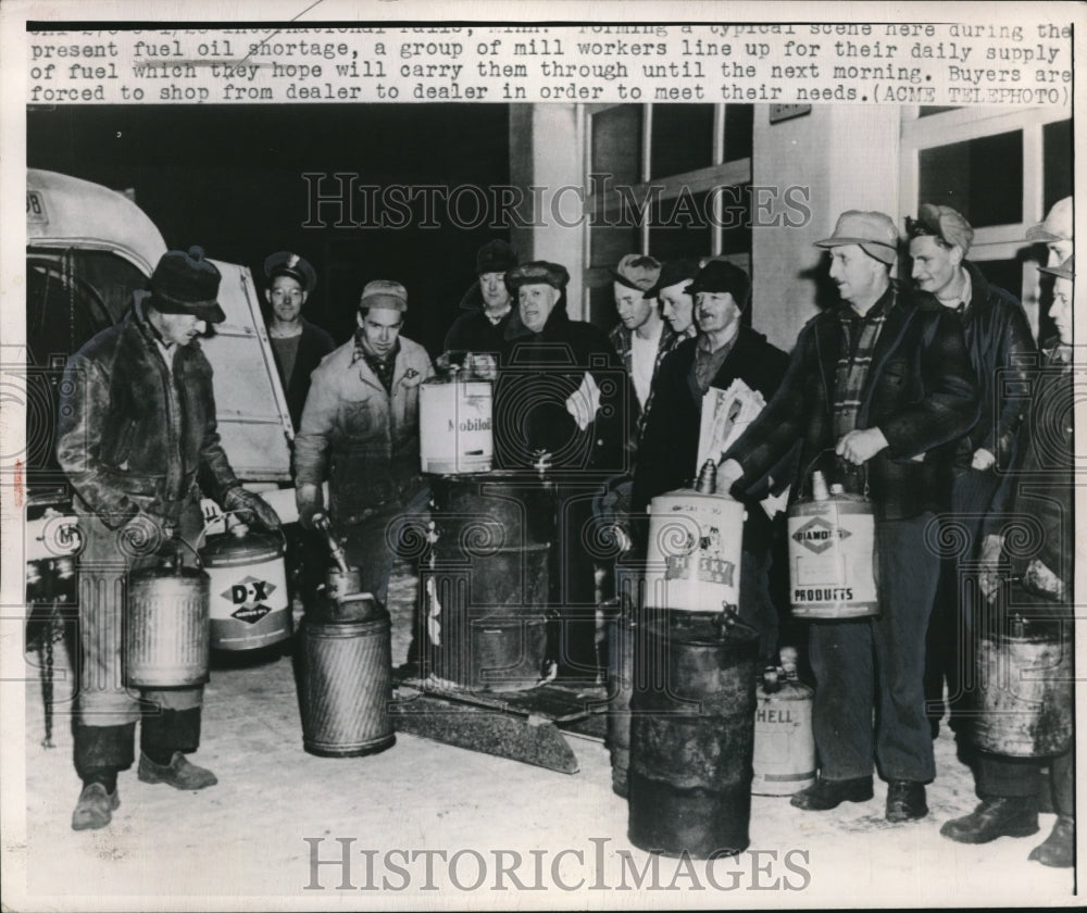 1948 Press Photo Fuel Oil Shortage Mill Workers - nec25309 - Historic Images