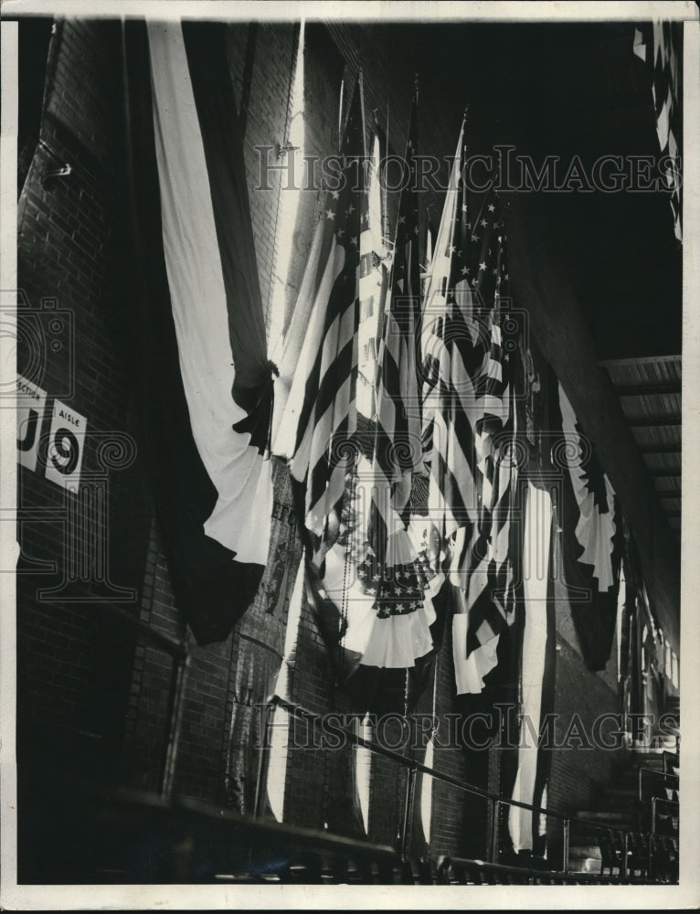 1932 Press Photo American Flags in Chicago Stadium During Republican Convention - Historic Images