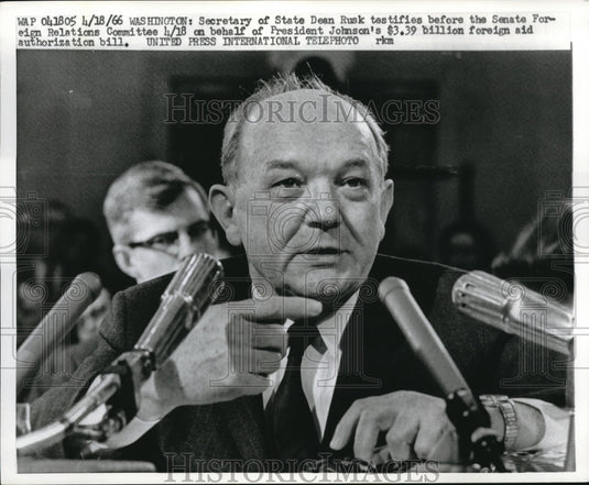 1966 Press Photo Secretary Of State Dean Rusk Talks Senate Foreign Relations - Historic Images