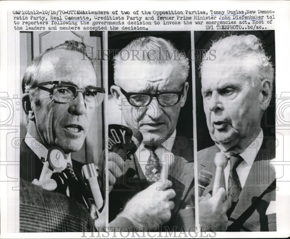 1970 Press Photo Opposition Party Leaders On Invoking the War Emergencies Act-Historic Images