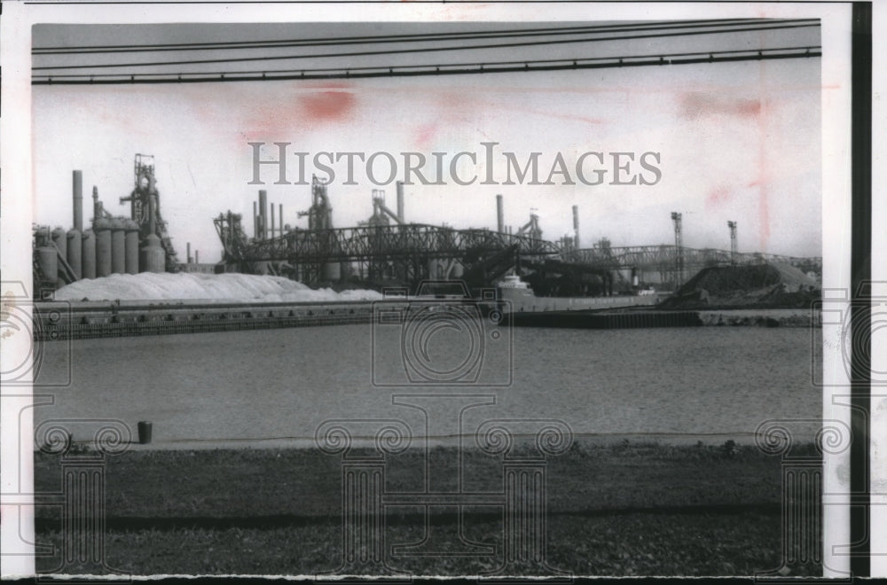 1956 Press Photo View of Gary Works of United States Steel Corp. During Strike - Historic Images