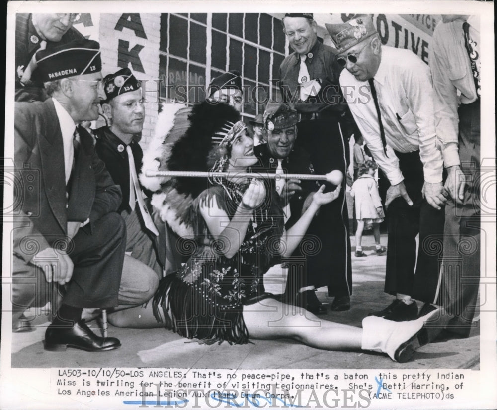 1950 Betti Harring of LA American LEgion Auxiliary Drum Corps-Historic Images