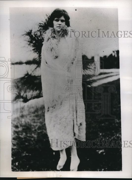 1930 Press Photo Hazel Haffey Pretty Girl In Fur Killed In Triple Murder - Historic Images