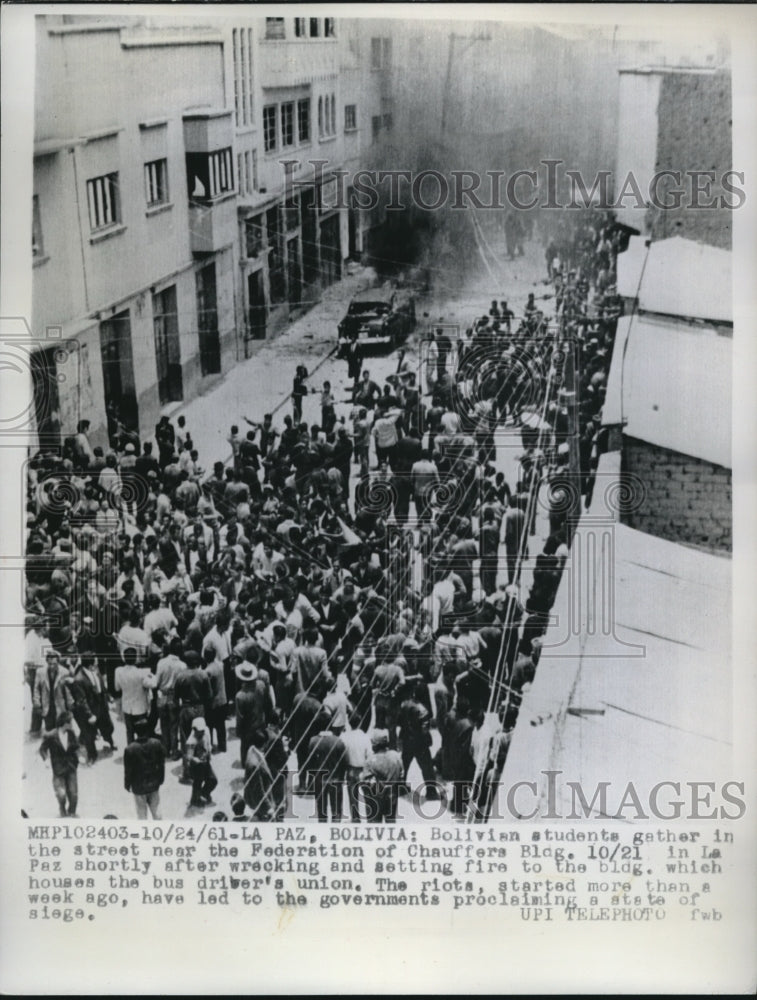 1961 Bolivian Students on the Street of La Paz - Historic Images