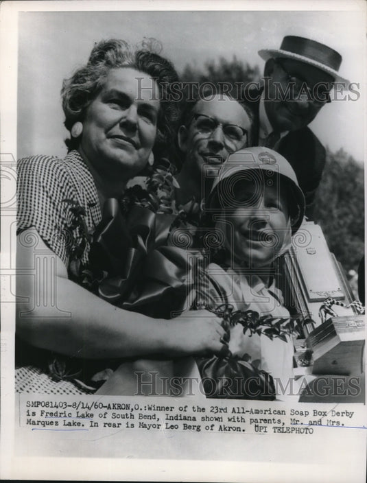 1960 All American Soap Box Derby Mr Mrs Marquez Lake - Historic Images
