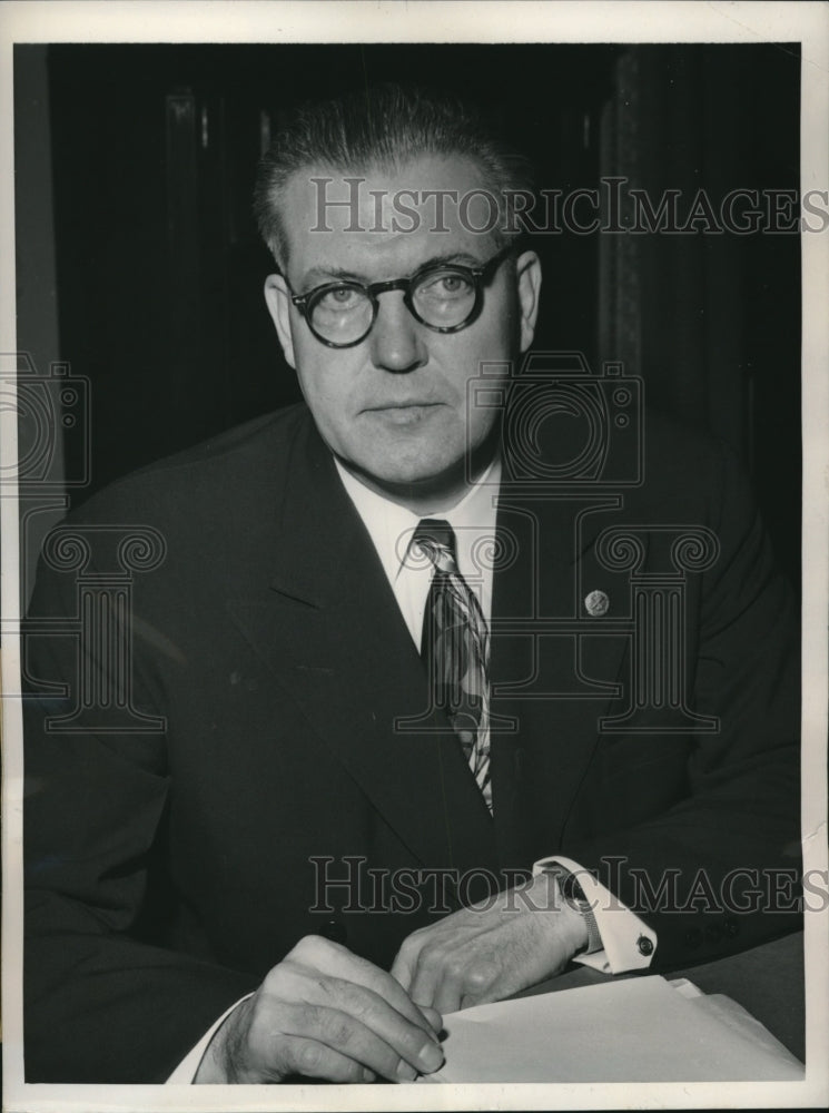 1950 Dr. Paul J. Larsen at his desk after he was sworn in - Historic Images