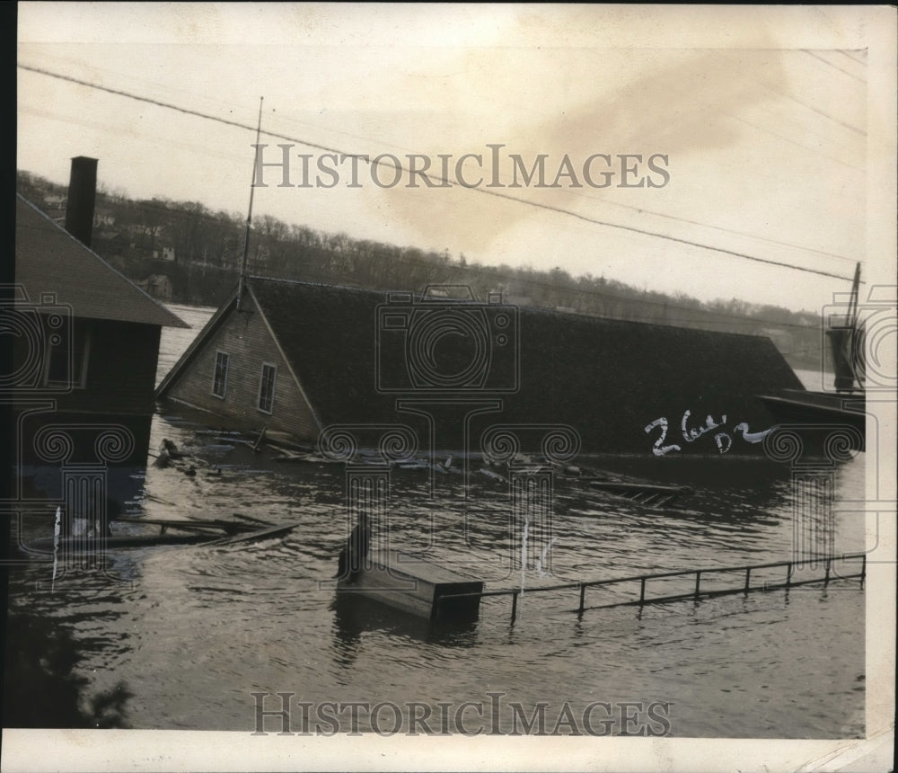 1923 Press Photo Steamboat Landing Under Water Disasterous Augusta Maine Flood - Historic Images