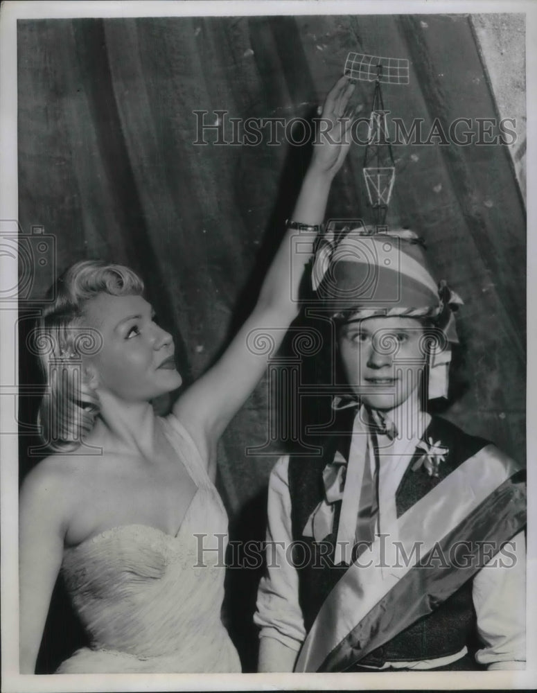 1957 Pierrette Bougouin Sporting a &quot;Radar&quot; Chapeua with Dancer.-Historic Images