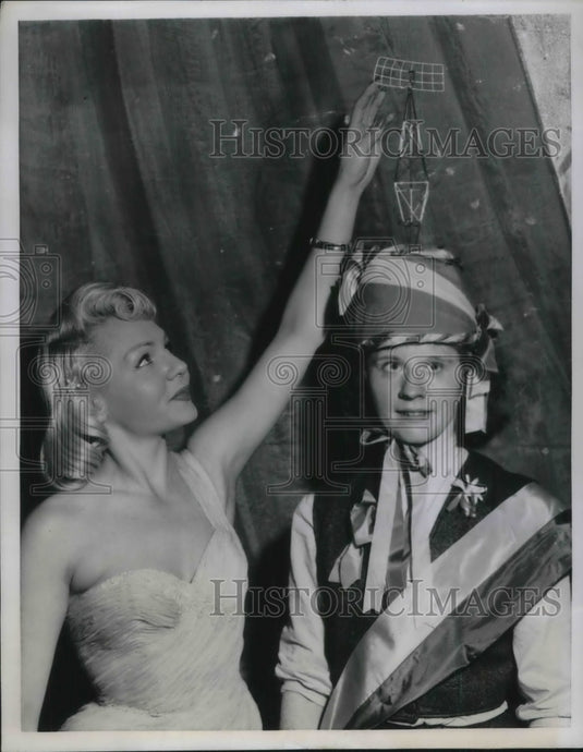 1957 Pierrette Bougouin Sporting a "Radar" Chapeua with Dancer.-Historic Images