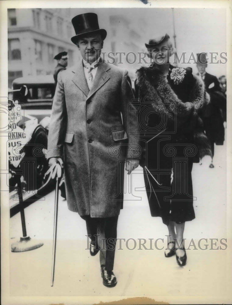 1935 Frederick Clark And Wife Socialites Leave Church On Palm Sunday - Historic Images