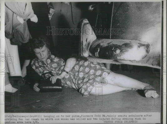 1952 Press Photo Florence Todd Survives Two Car Crash in Minneapolis - Historic Images