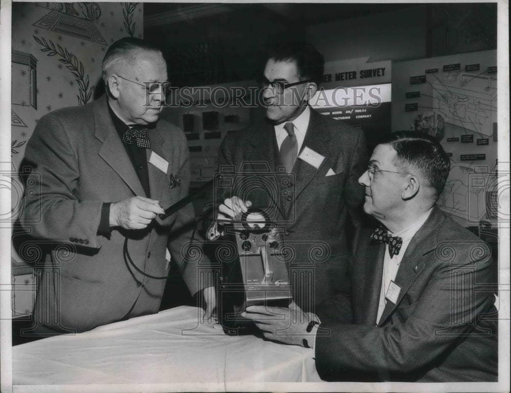 1950 Press Photo Checking a geiger counter - nec27641 - Historic Images