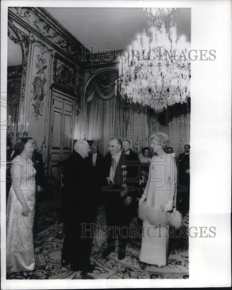 1970 Pres. and Mrs. George Pomidou greet Russian guest while he - Historic Images