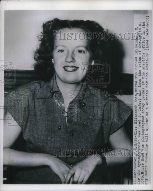 1950 Press Photo Miss Elizabeth Rose, at the sheriff's office. - Historic Images