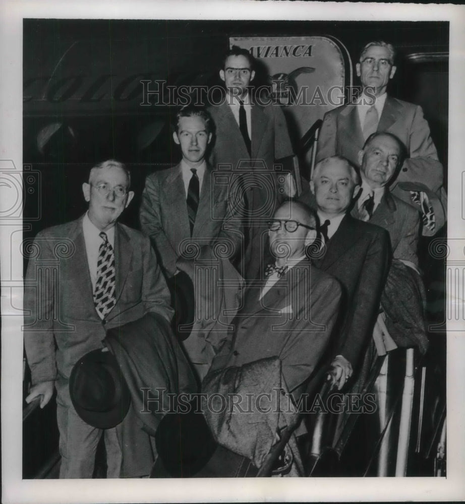 1949 Press Photo Dr. Lauchlin Currie, Currie, Carl Flesher, Joseph White, Robert - Historic Images