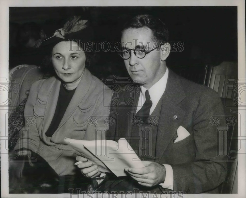 1939 Donald Smith Former NLRB Member Watches Investigation With Wife - Historic Images