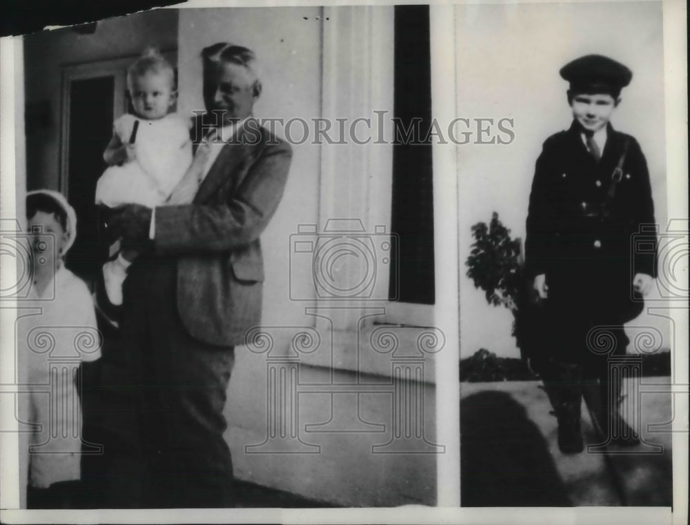 1935 Press Photo John S Schnepp. ex mayor of Springfield, Ill &amp; baby H John - Historic Images