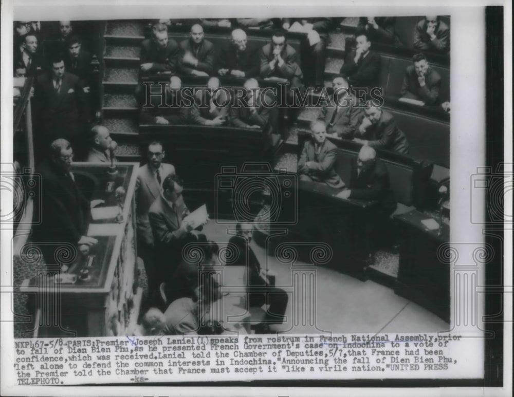 1954 Press Photo Premier Joseph Lanial speaks to French National Assembly-Historic Images