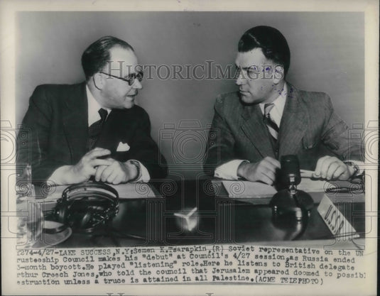 1948 Press Photo Semen E Tsarapkin Soviet Representative Debuting at UN Council- Historic Images