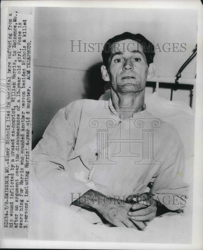 1950 Press Photo Eminence, Mo Elmer Nichols  in hosp from Ex convict wound - Historic Images