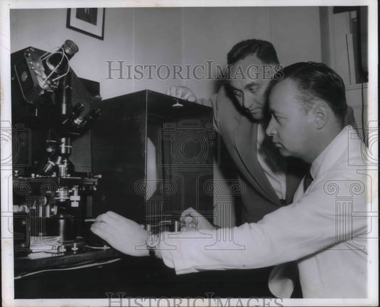1955 Press Photo Hospital Workers Looks at New Equipment - nec29994 - Historic Images