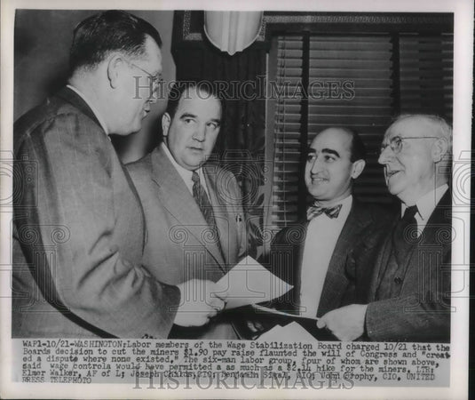 1952 Press Photo Wage Stabilization Board Cuts Miners' Pay - Historic Images
