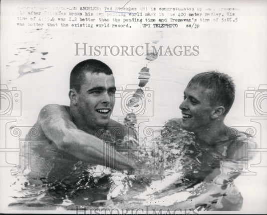 1961 Ted Stickles wins 400 meter medley, breaks record - Historic Images
