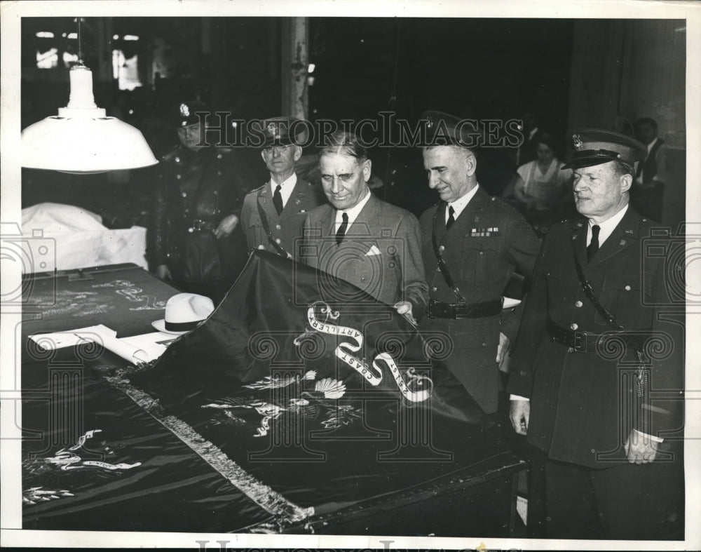 1935 War Secretary George Dern & Others View Flags - Historic Images