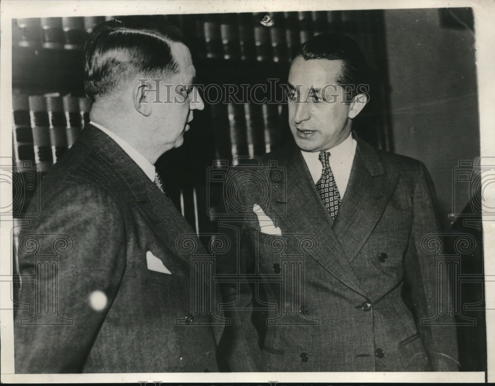 1935 Press Photo Attorney Gen. David Wilentz & Inspector Henry Buckman in Court - Historic Images