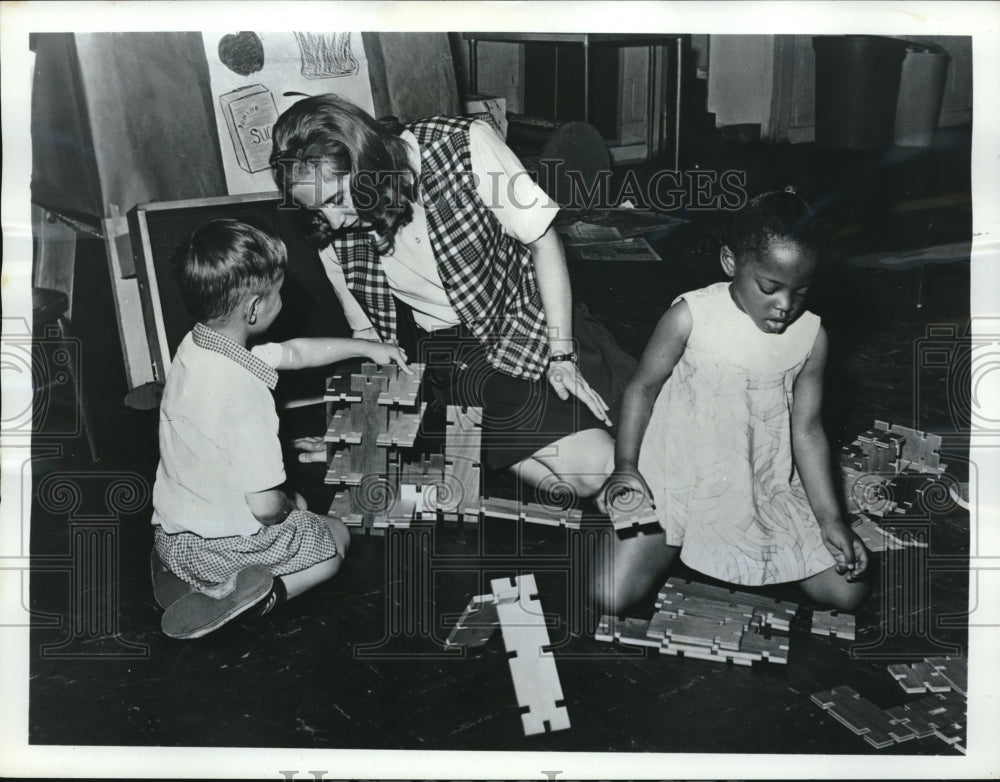 1969 Children Play with Modular Wood Blocks by Milo Products Corp. - Historic Images