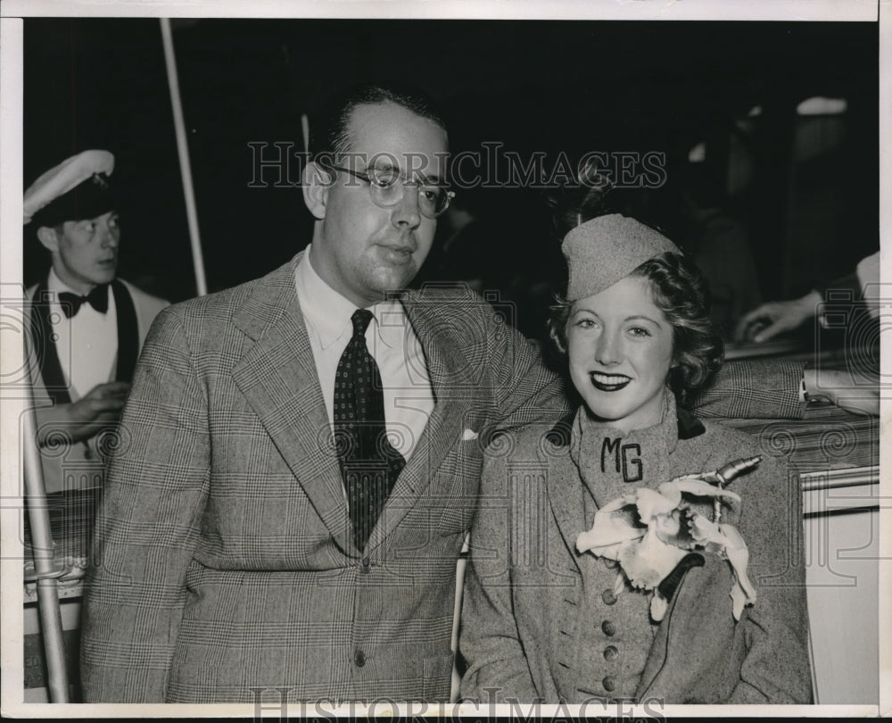 1937 Press Photo Marjorie Jane Gage &amp; Husband George Da Silva Prado - Historic Images