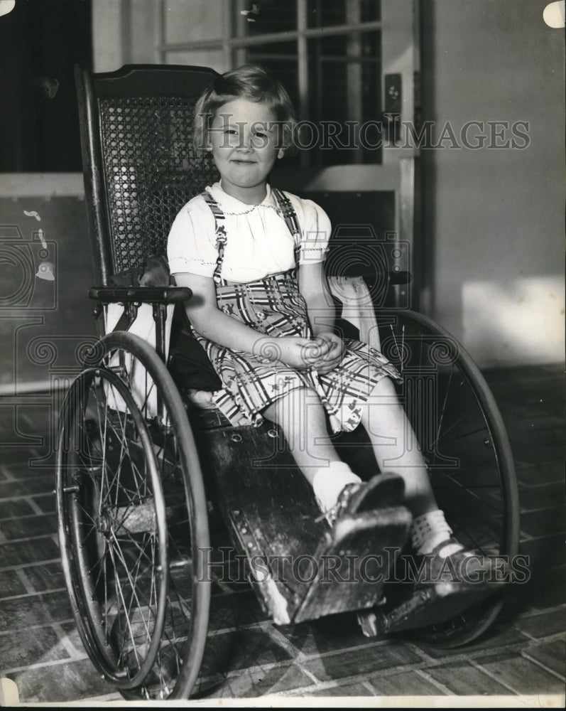 1938 Press Photo Child Ann Smith in a wheelchair - nec31225 - Historic Images