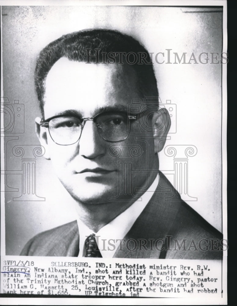 1957 Press Photo Sellersburg, Ind Methodist minister Rev RW Gingerry - Historic Images