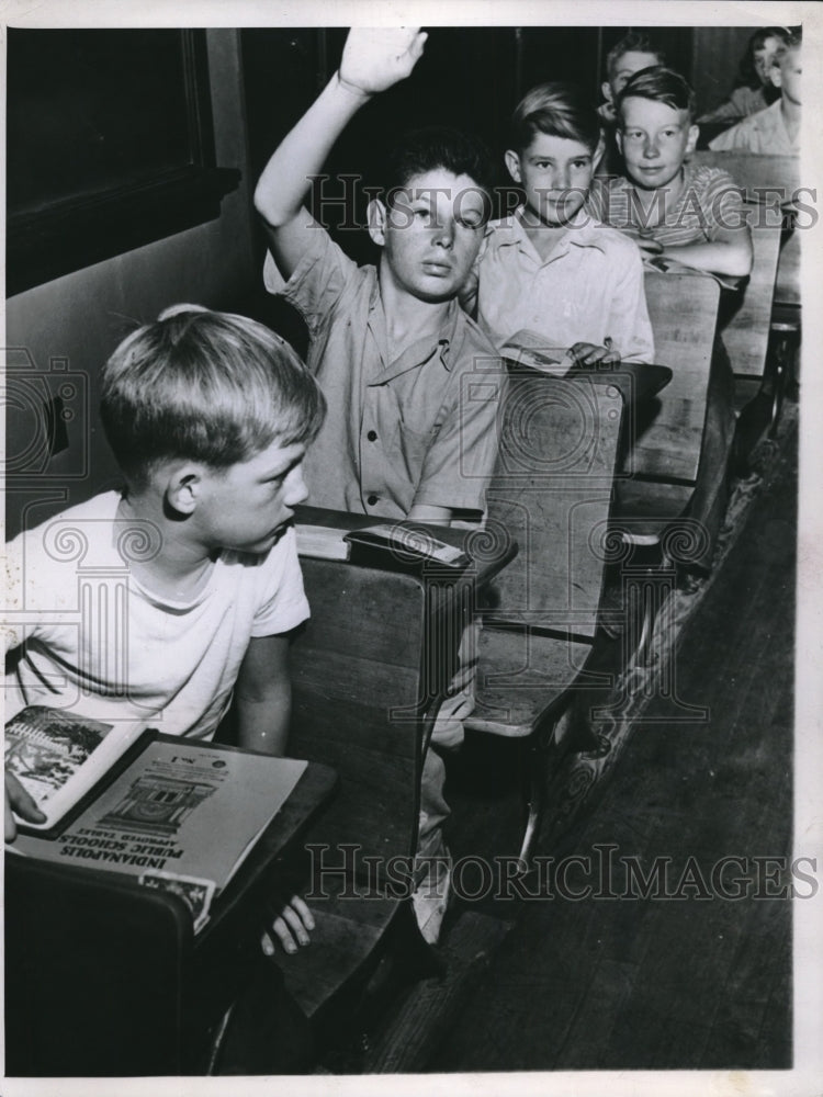 1947 Press PhotoHit and run victim back in school - Historic Images