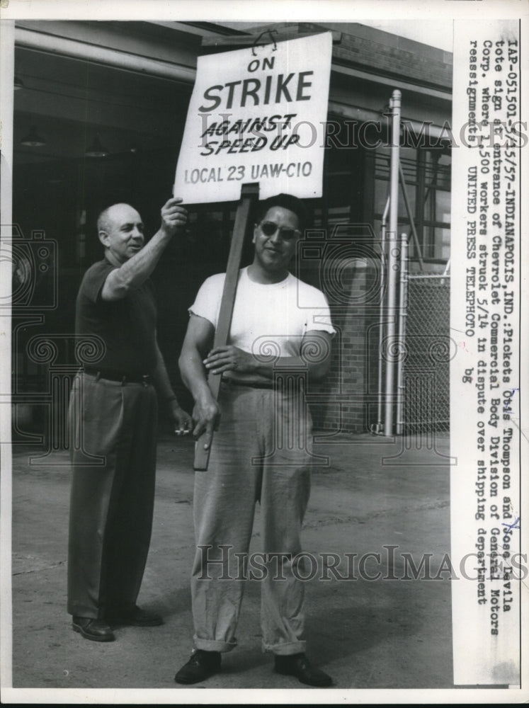 1957 Picketing Otis Thompson &amp; Jose Deviila at Chevrolet Commercial - Historic Images