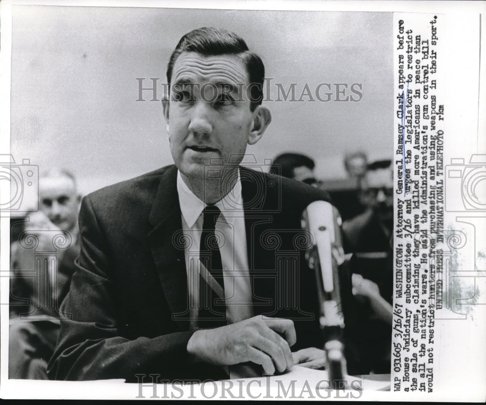 1967 Atty Gen. Ramsey Clark against guns at House Judiciary - Historic Images
