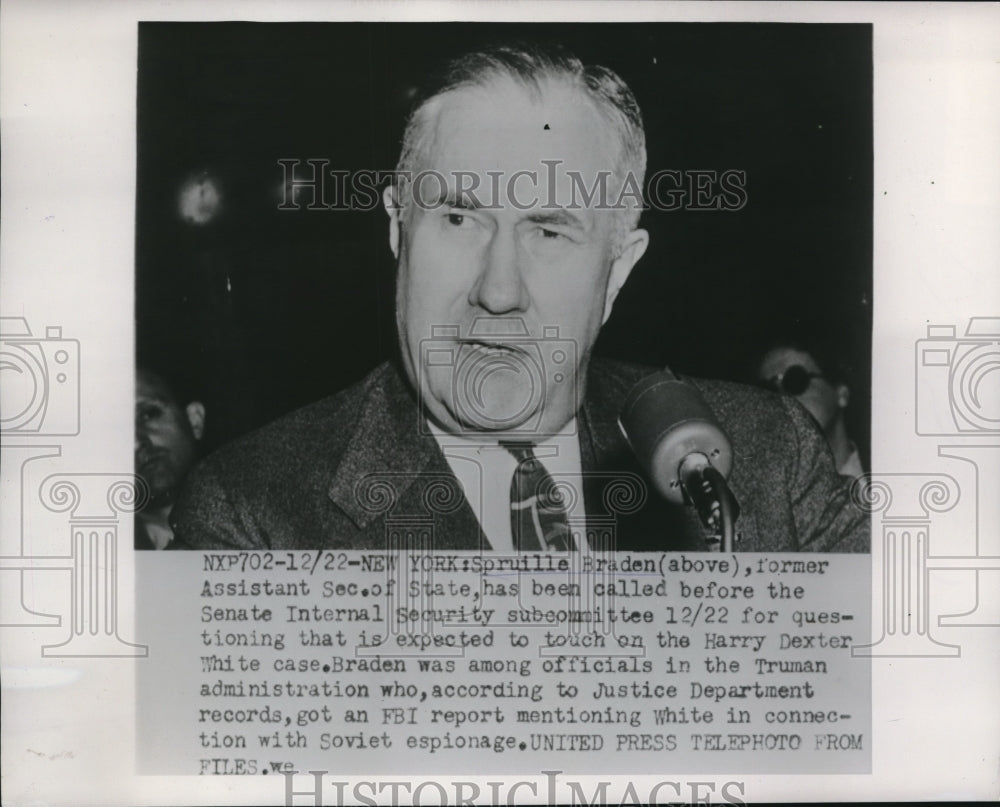 1953 Press Photo NYC, Spruille Braden formers Asst Sec of State - Historic Images