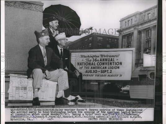 1954 Press Photo Legionaires tour at Wash. before American Legion Convention.-Historic Images