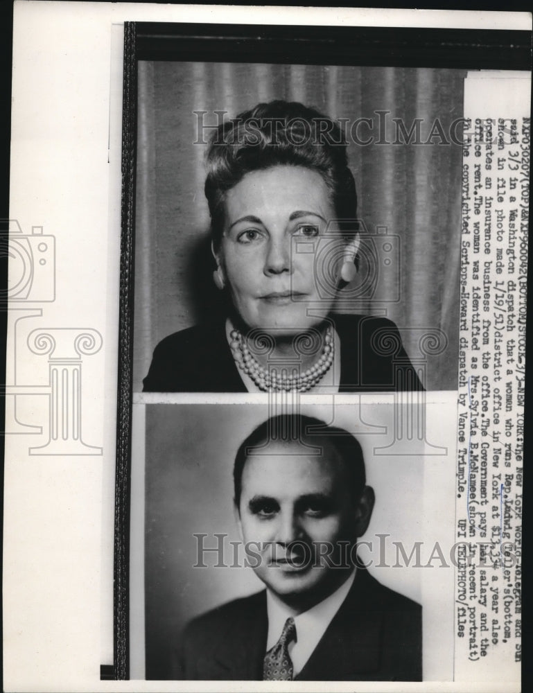 1959 Press Photo NYC, Rep. Ludwig Teller &amp; Mrs Sylvia McNamee - nec34099 - Historic Images