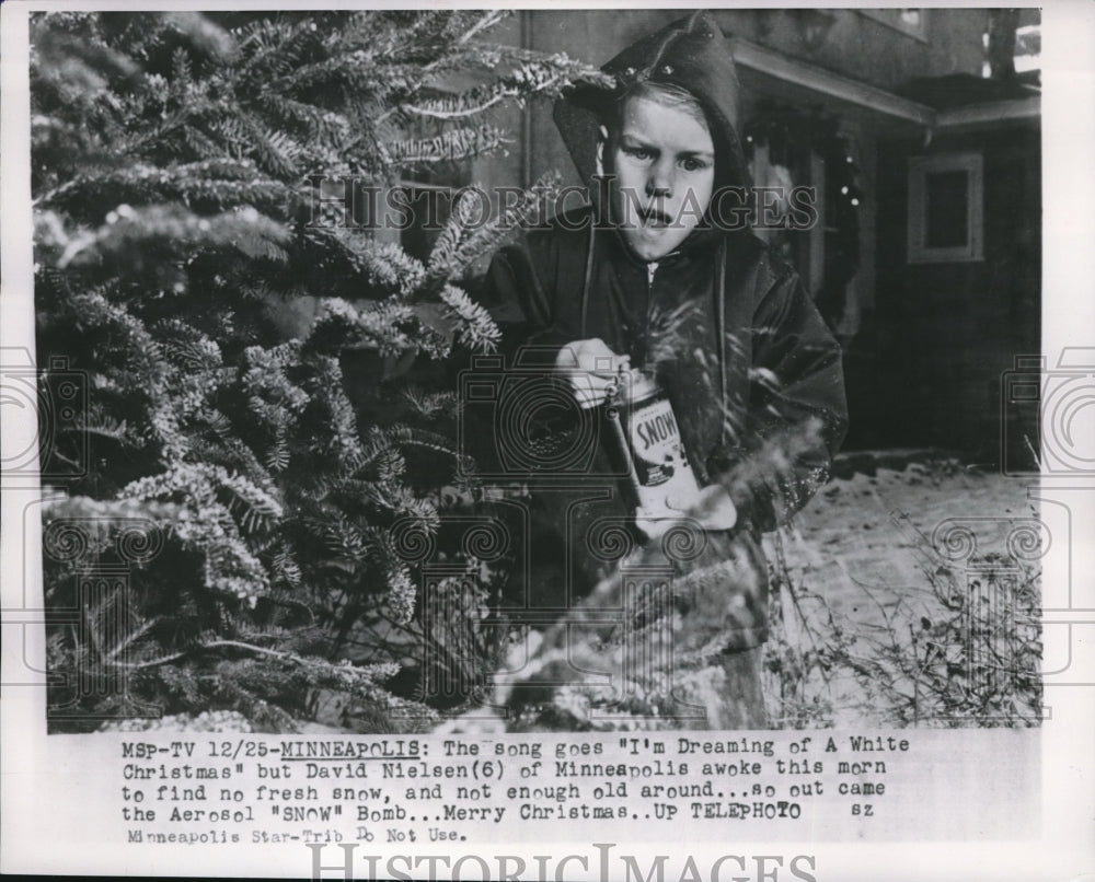 1953 David Nielsen Enjoys Minneapolis, MN, Christmas Snow - Historic Images
