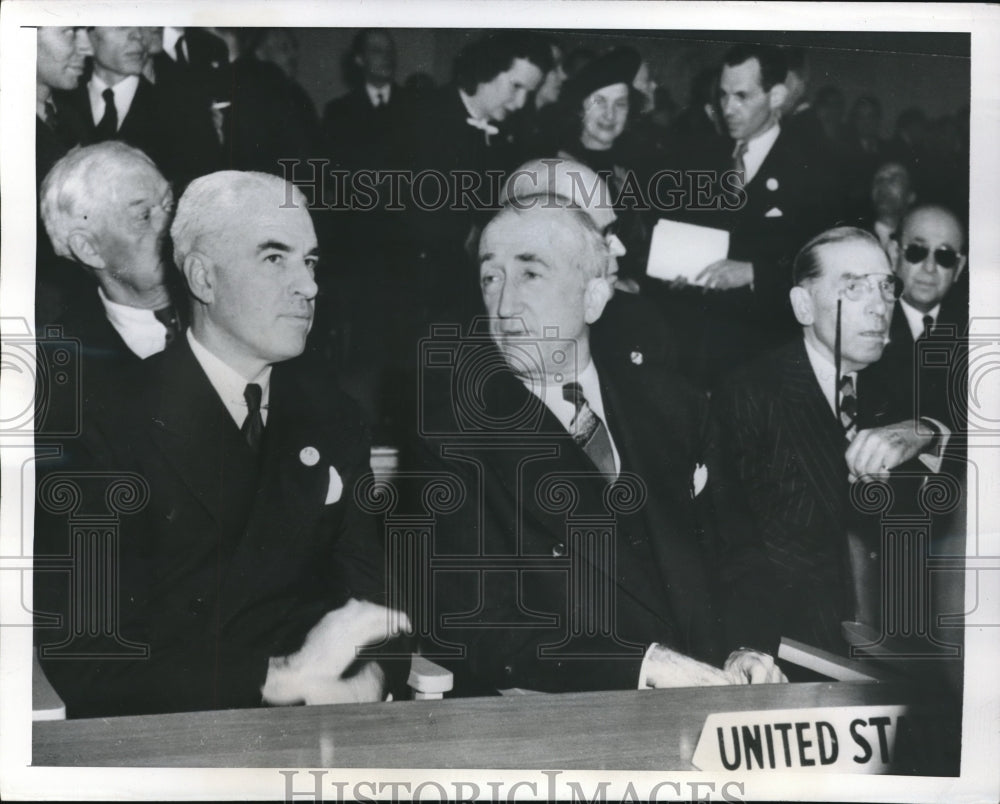 1946 Press Photo UNO Leaders Stettinius, Byrnes, & Congressman Bloom in London - Historic Images