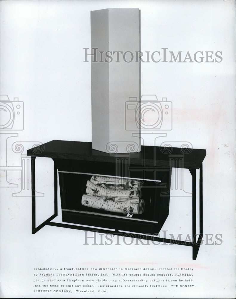 1956 Press Photo New Flambeau home fireplace by R Loewy, Wm Smith - nec35227 - Historic Images