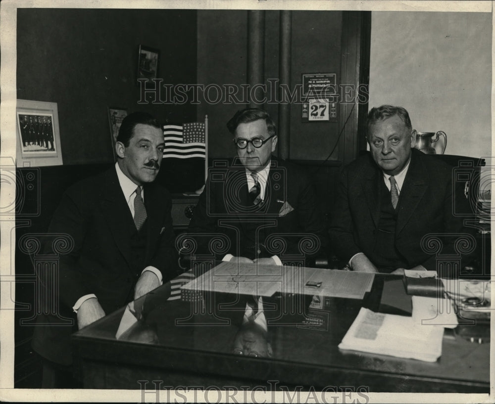 1930 Press Photo Grover Whalen, Herman N. Bundensend and William Russell - Historic Images