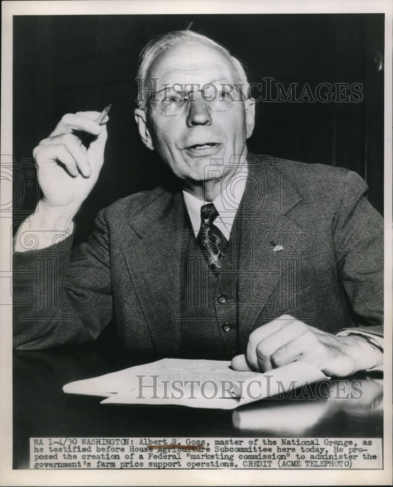 1949 Albert S Goss Master of National Grange at House Agriculture - Historic Images