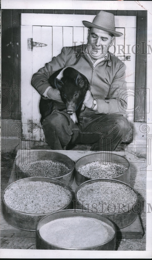 1955 Press Photo Early Weened pig Weaning to dry meals Mr. Peturs J. Geerling - Historic Images